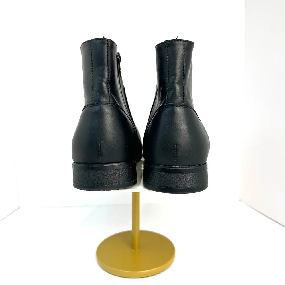 Side Zip Square Toe Dress Boots Mens 11.5 Black Faux Leather Sleek Stylish